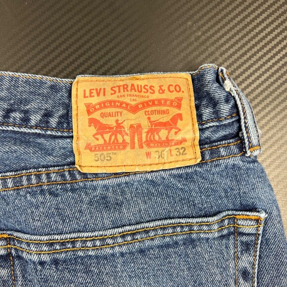 Levis 505 Mens Straight Leg Blue Denim Jeans Size 36x32 Workwear Casual - Picture 5 of 13